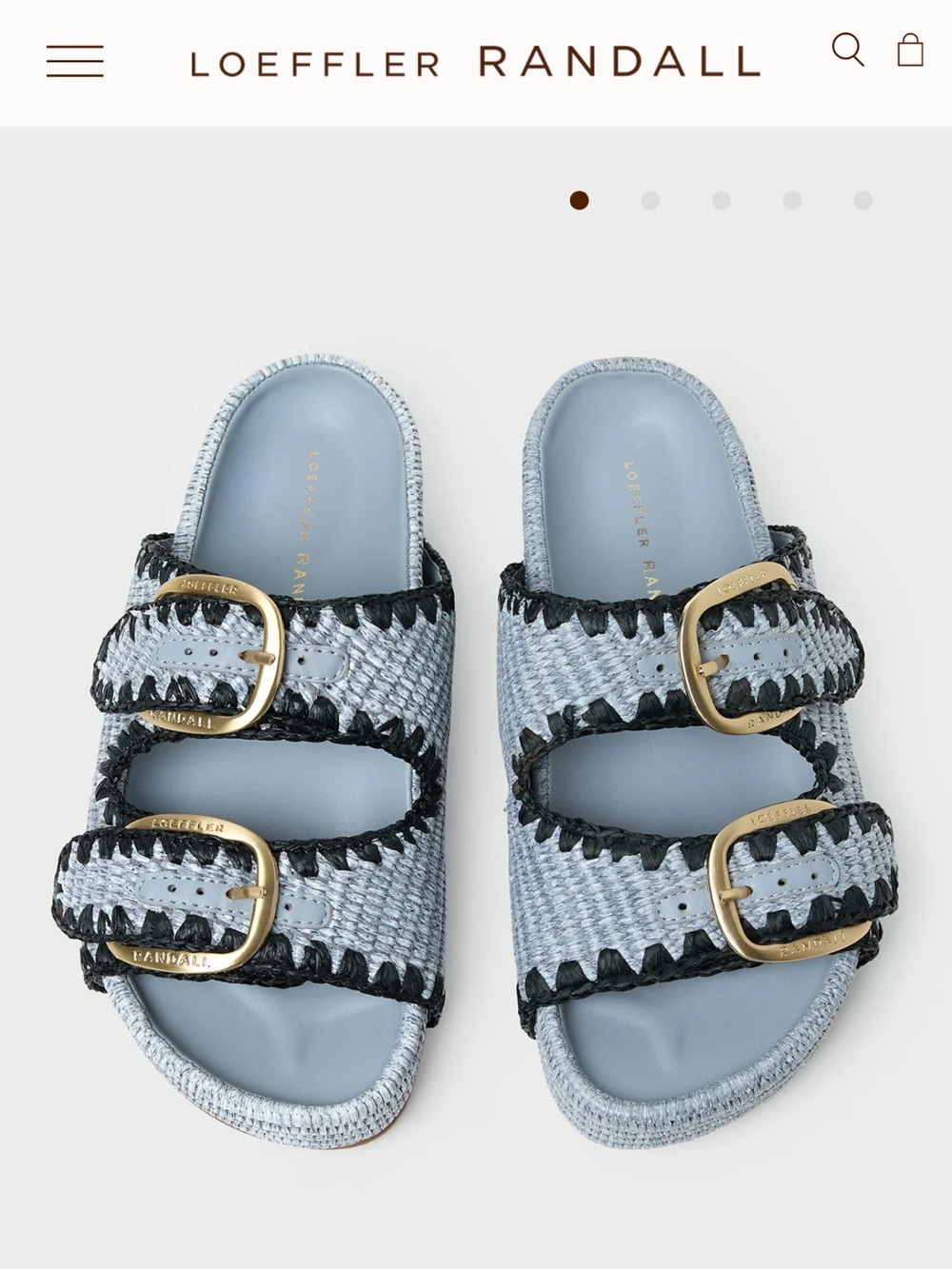 NWOT Loeffler Randall Light Blue Woven Double-Buckle Slide Sandal Size 7.5